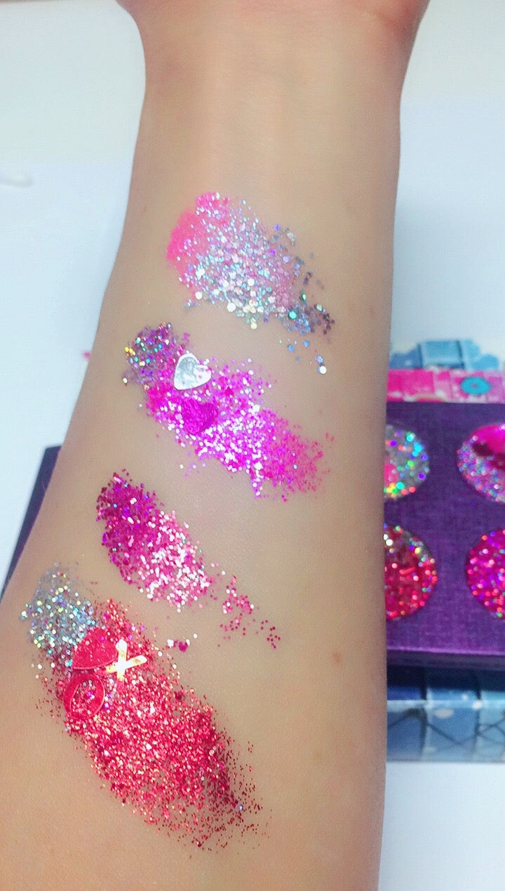 Inked Doll Cosmetics - "TRUE LOVE HEARTS" Pressed Glitter Quad!