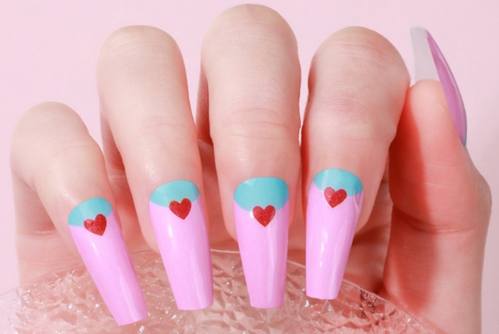 Candied Nails - Nail Sticker - Pink Hearts Gel Nails