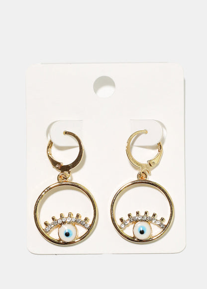 Evil Eye Circle Earrings