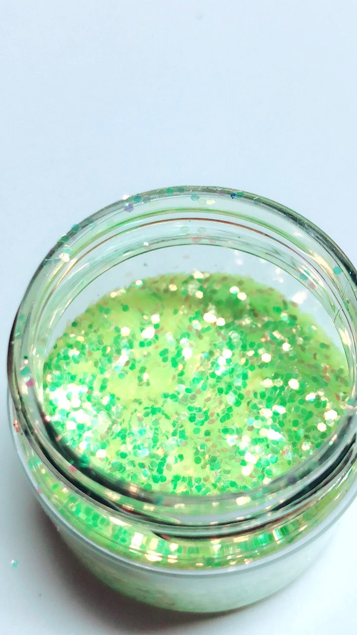 Inked Doll Cosmetics - ELECTRIC LIME! *UV* Chunky Iridescent Glamdoll Glitter