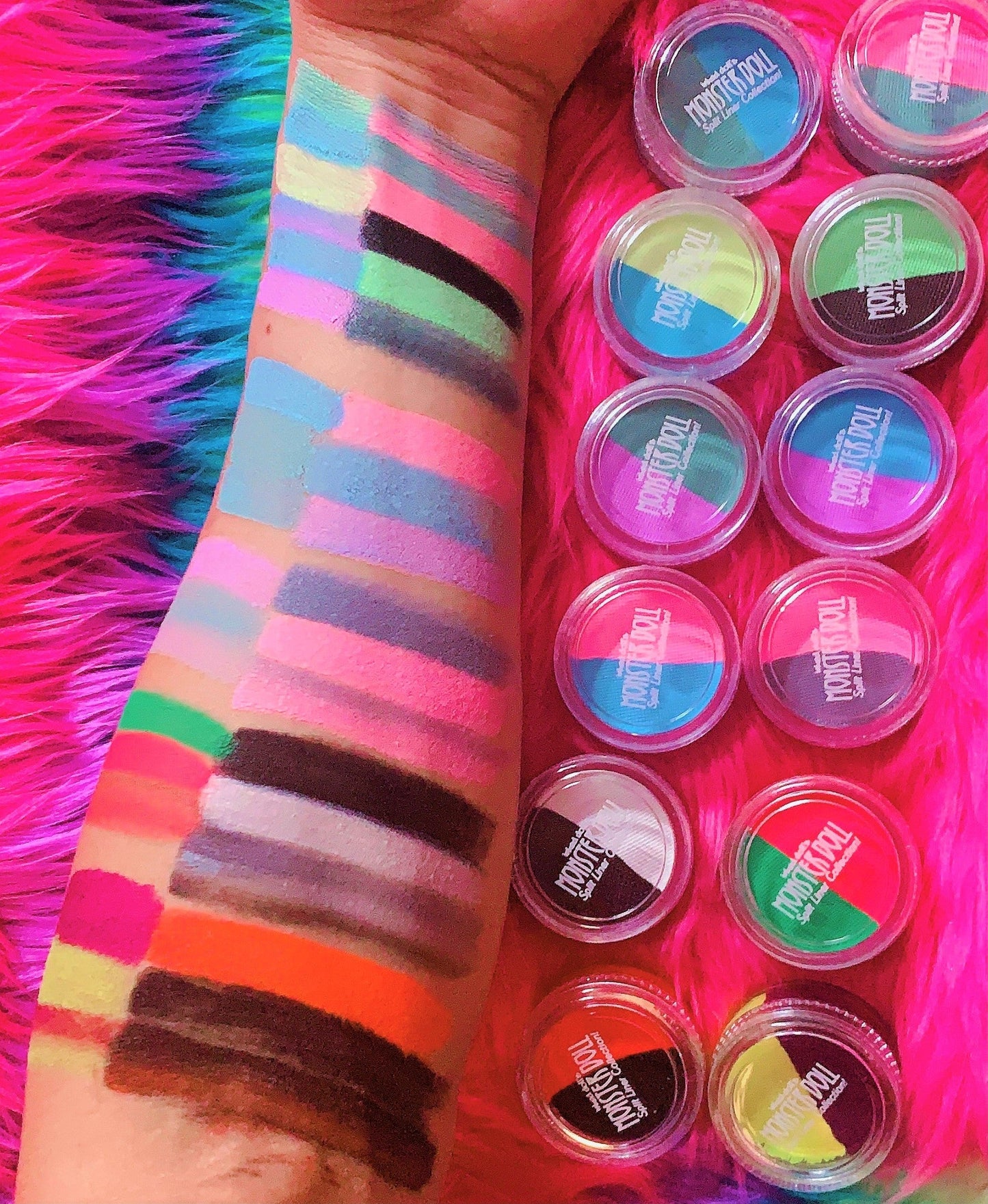 Inked Doll Cosmetics - (HUGE!) Monster Doll MOANICA D'KAY *UV Neon Pastel* SPLIT LINER/FACE/BODY PAINT