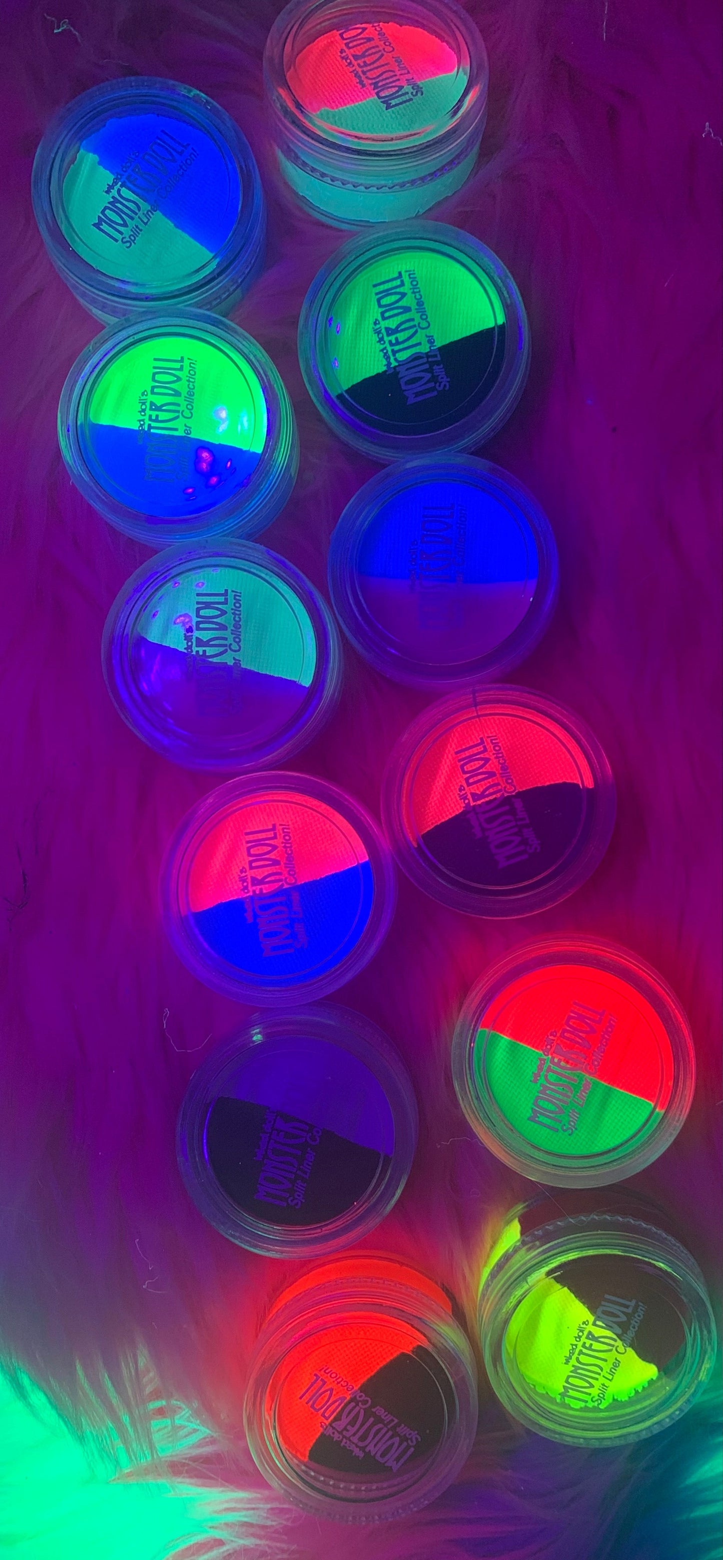 Inked Doll Cosmetics - (HUGE!) Monster Doll HONEY SWAMP *UV NEON PASTEL* Split Liner/Face/Body Paint