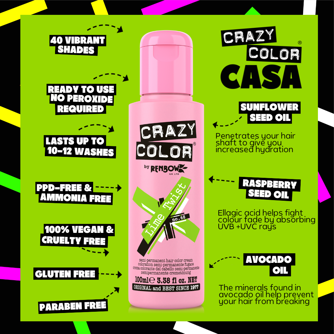 Lime Twist (Bright Green) - Semi-Permanent Hair Dye - Crazy Color