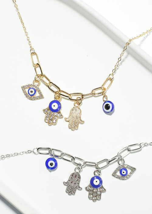 Hamsa Hand & Evil Eye Necklace