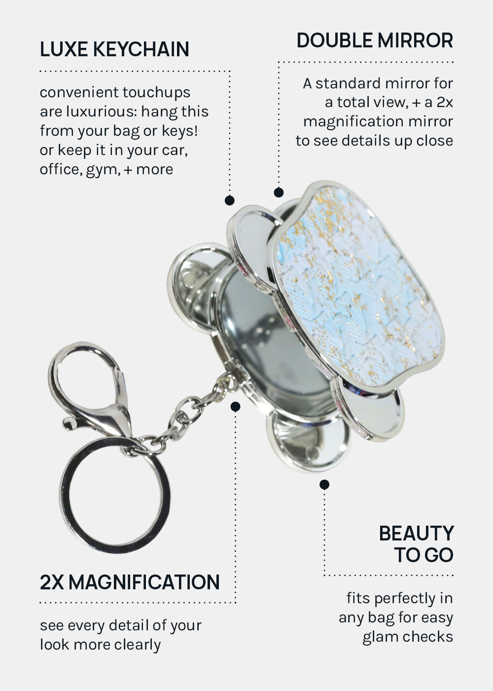 AOA Pro Double-Sided Compact Mirror – Bear Keychain