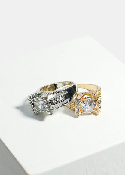 Gemstone & Rhinestone-Studded Ring