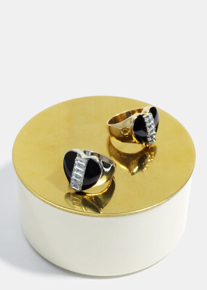 Enamel & Gemstone Heart Ring