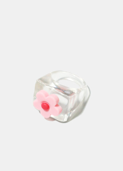 Clear with Flower Squared Ring