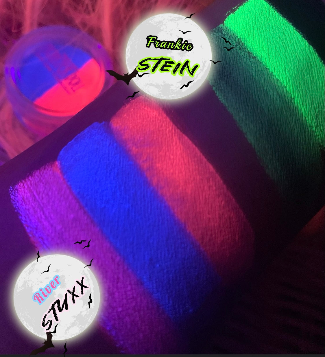Inked Doll Cosmetics - (HUGE!) Monster Doll RIVER STYXX *UV Neon Pastel* SPLIT LINER/FACE/BODY PAINT