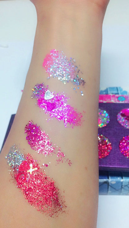 Inked Doll Cosmetics - "TRUE LOVE HEARTS" Pressed Glitter Quad!