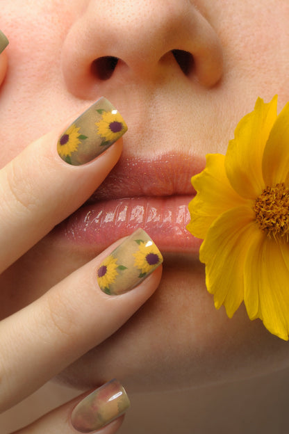 Bonmuz - Sunflower Watercolor | Soft & Durable Press-On Nails