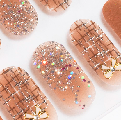 Candied Nails - Bows in Tan Gel Nails
